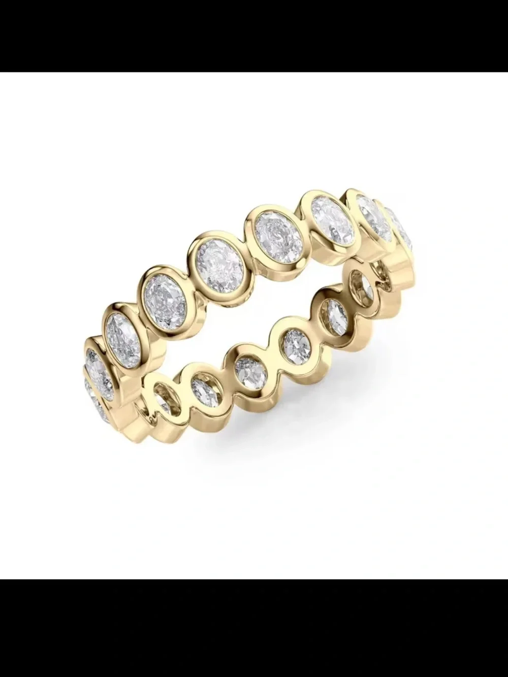 14kGold plated silver 925 Eternity Band with Oval White Stones